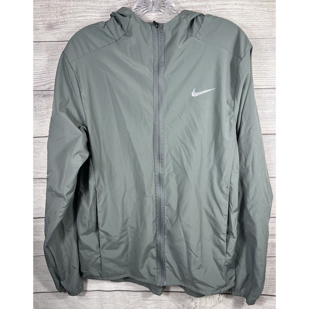 Nike Women's Sz Small Essential Repel Grey Hooded Running Rain Jacket Dri Fit